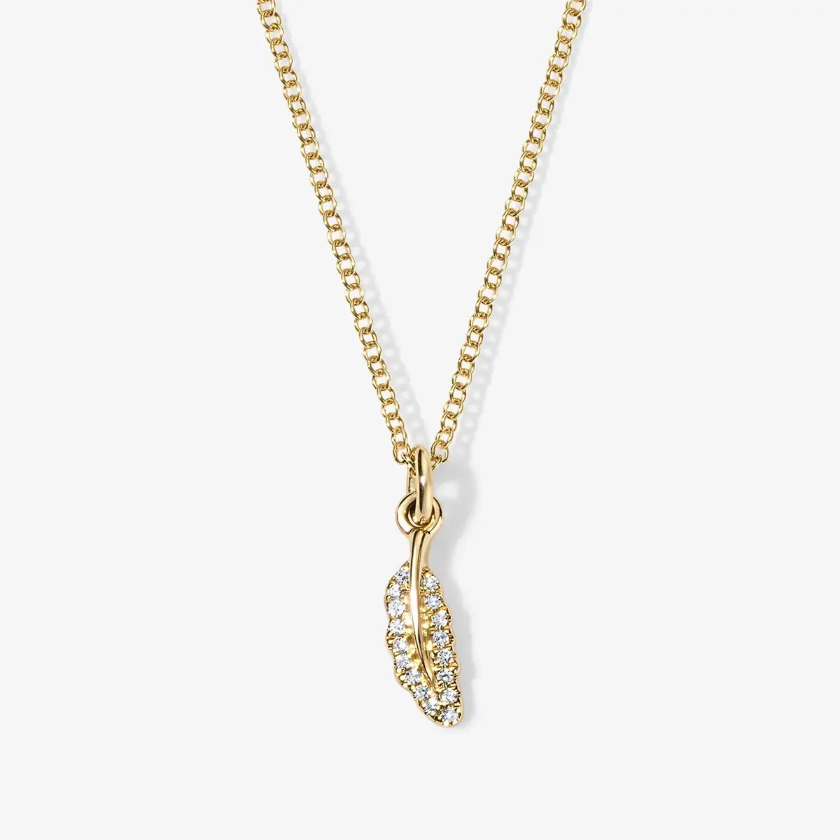 Stephanie Gottlieb Mini Token Pave Feather Necklace