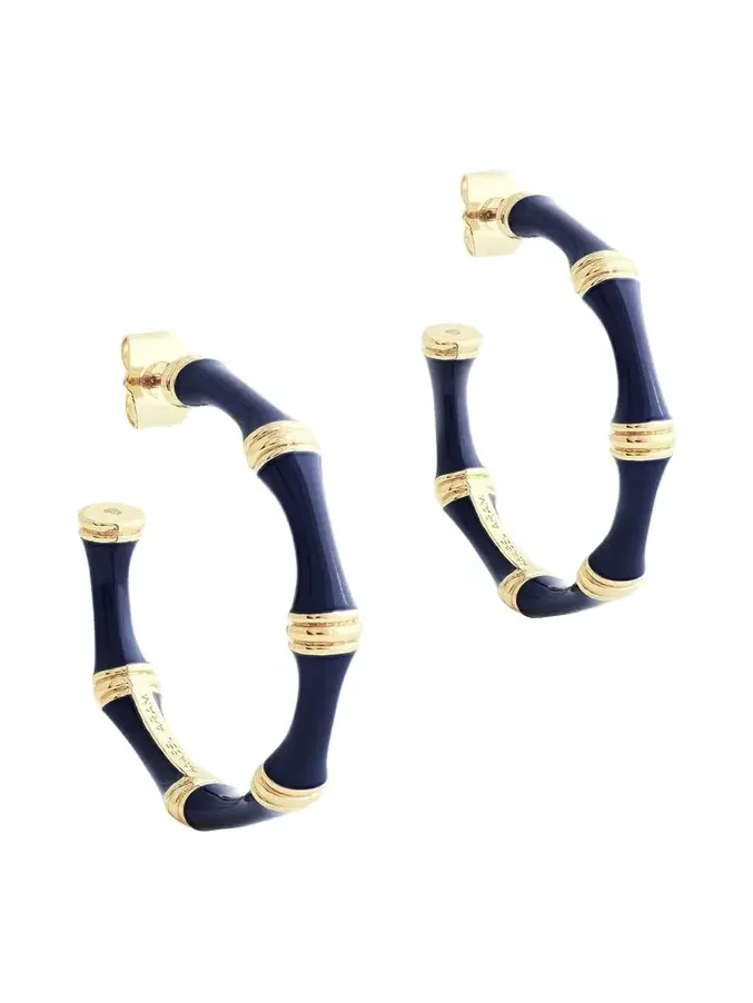 Bamboo Enameled Hoop Earrings