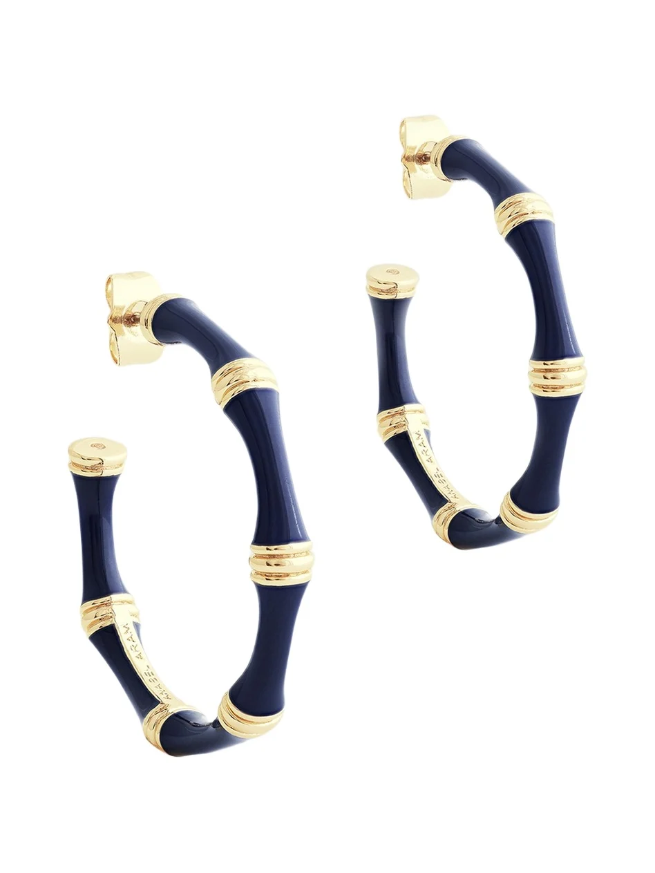 Anabel Aram Jewelry Bamboo Enameled Hoop Earrings