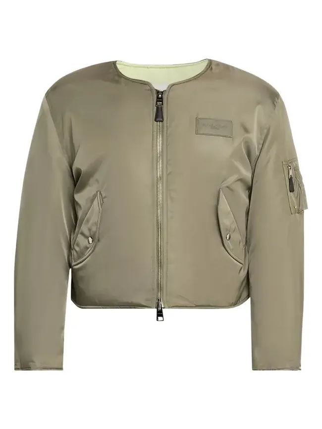 Men's Couture Seam Nylon Bomber with Logo Patch Men's Couture Seam Nylon Bomber with Logo Patch