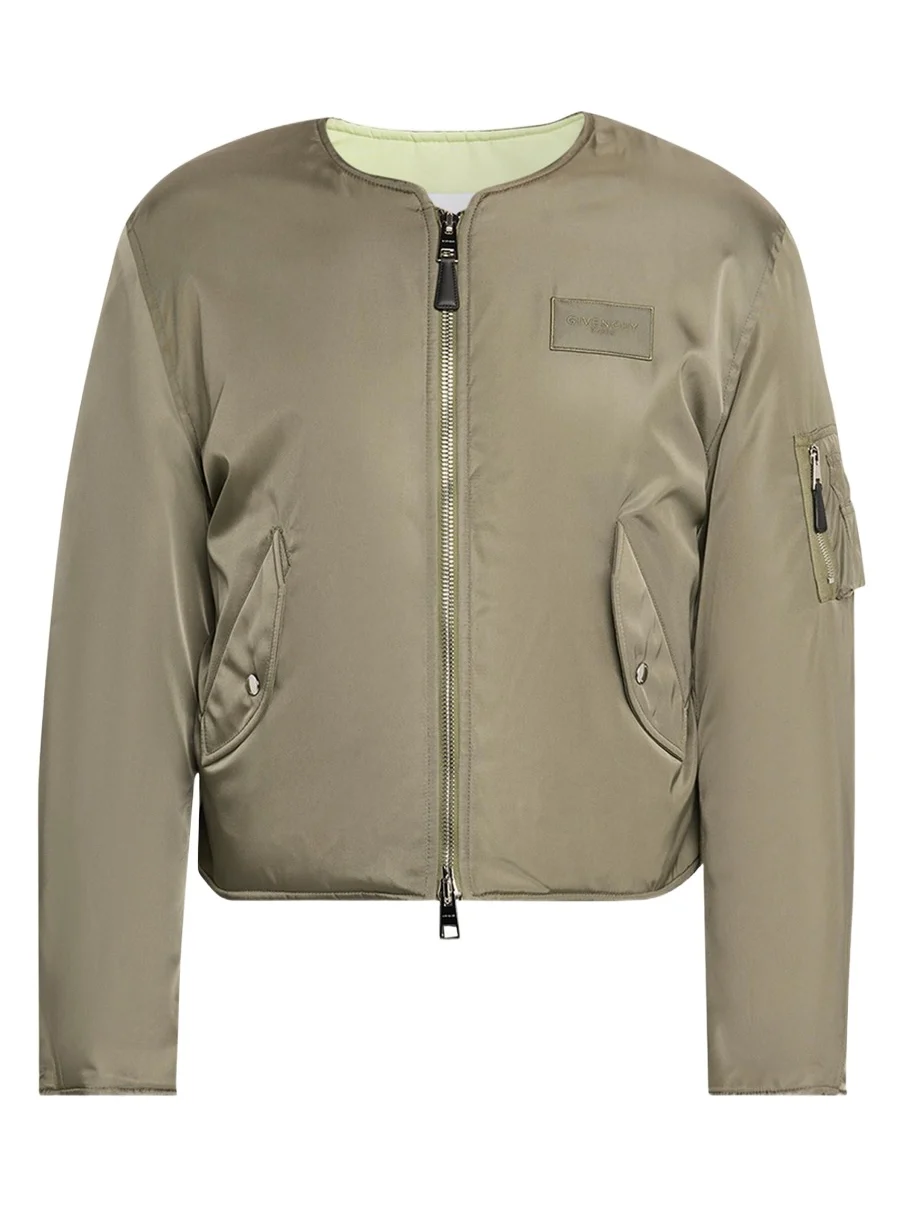 Men's Couture Seam Nylon Bomber with Logo Patch