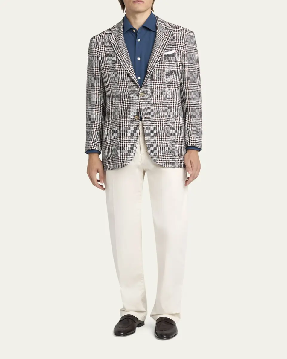 Kiton Men's Prince of Wales Cashmere and Linen Sport Coat | Thumbnail 2