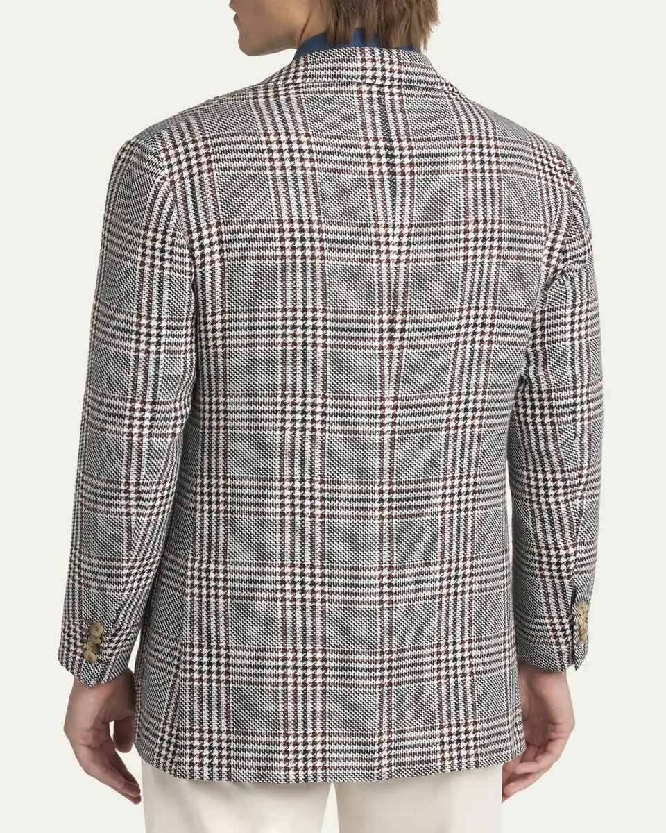 Kiton Men's Prince of Wales Cashmere and Linen Sport Coat | Thumbnail 3