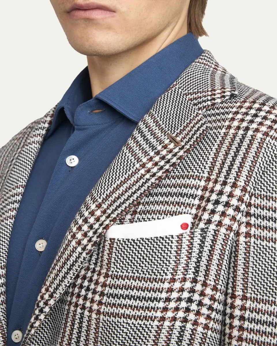 Kiton Men's Prince of Wales Cashmere and Linen Sport Coat | Thumbnail 5