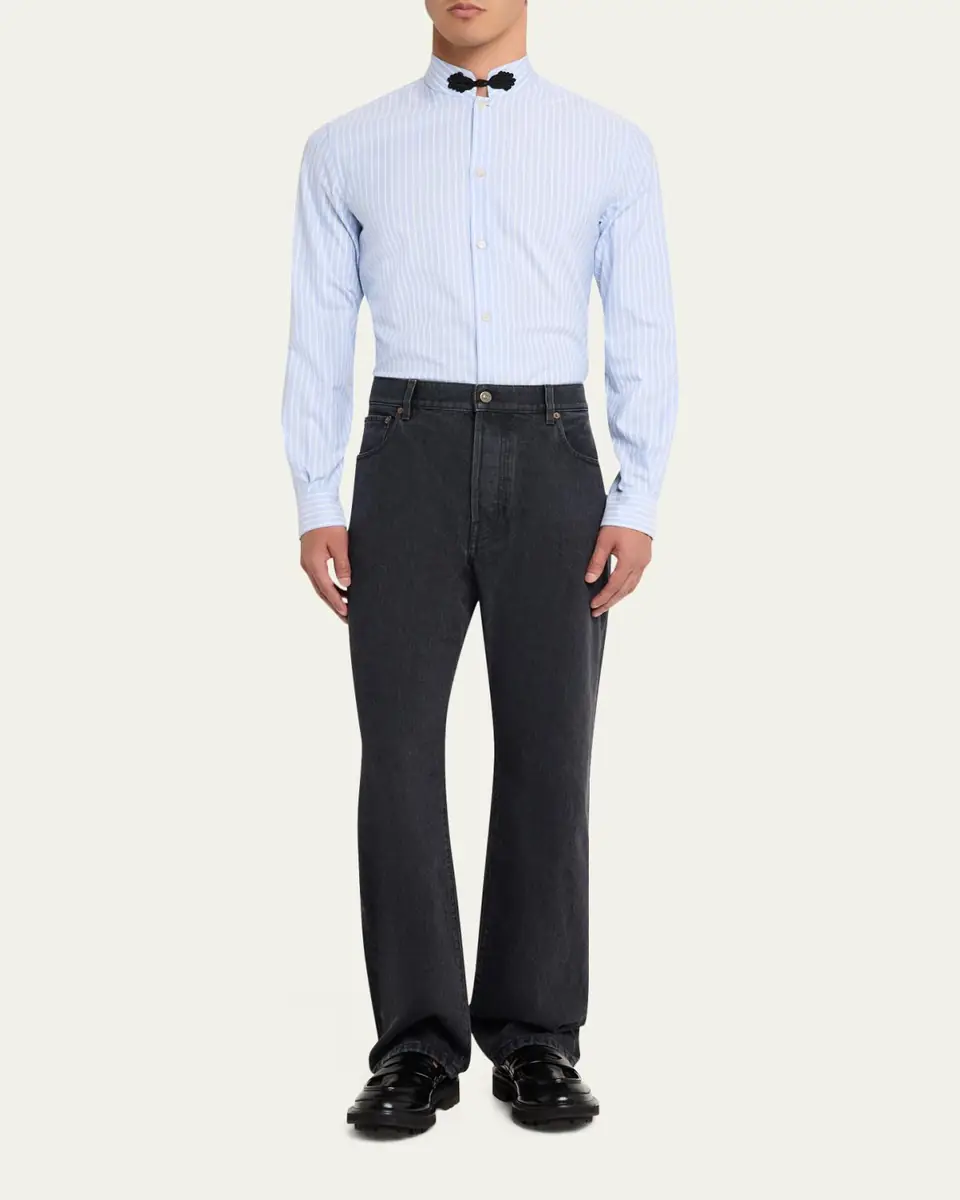 Valentino Garavani Men's Grey Denim Straight Leg Jeans | Thumbnail 2 Valentino Garavani Men's Grey Denim Straight Leg Jeans | Thumbnail 2