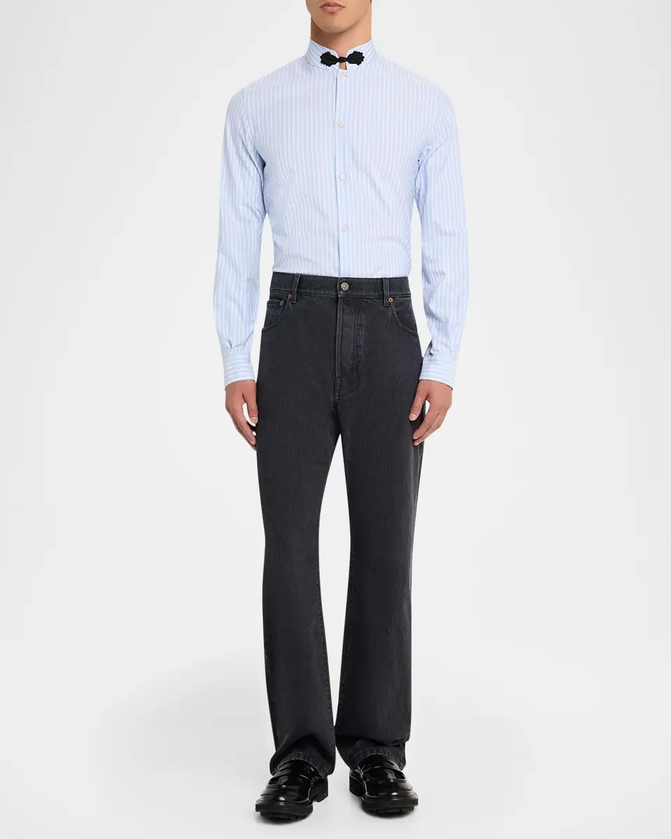 Valentino Garavani Men's Grey Denim Straight Leg Jeans | Thumbnail 6 Valentino Garavani Men's Grey Denim Straight Leg Jeans | Thumbnail 6
