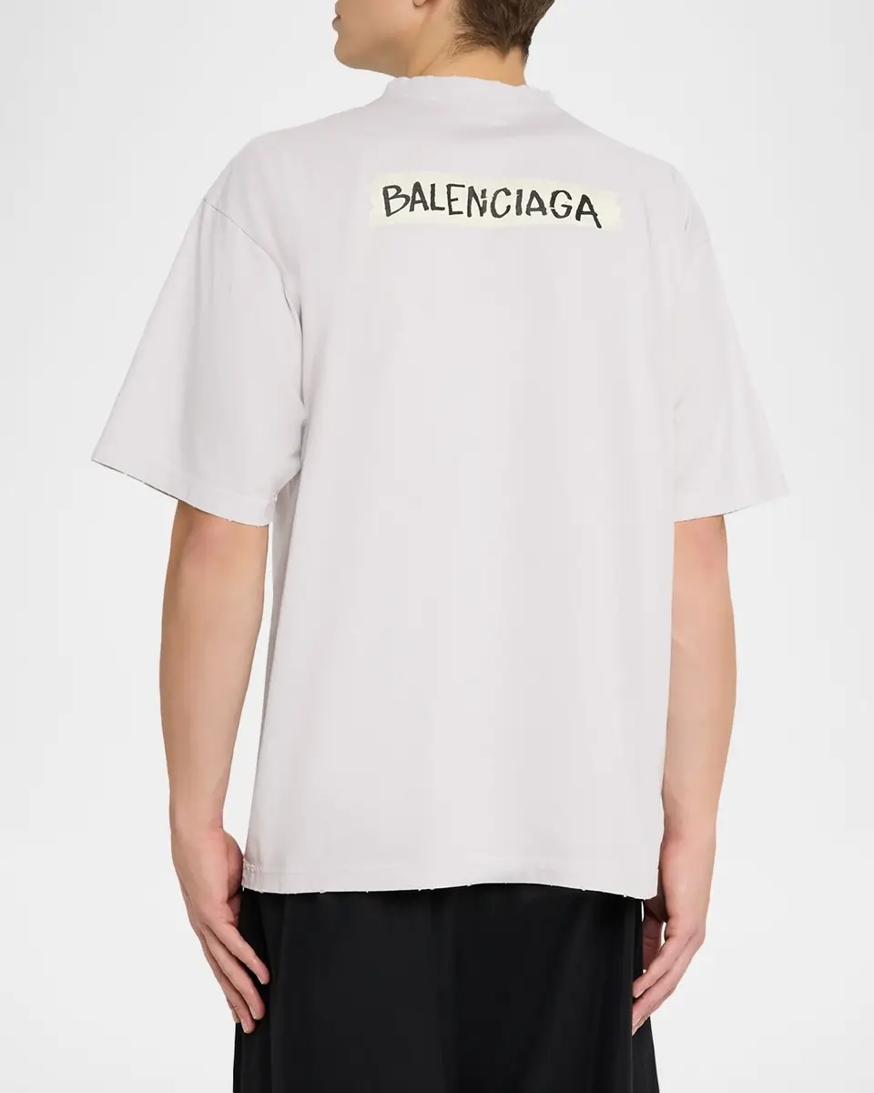 Balenciaga Men's Jersey Masking Tape Logo T-Shirt | Thumbnail 2 Balenciaga Men's Jersey Masking Tape Logo T-Shirt | Thumbnail 2