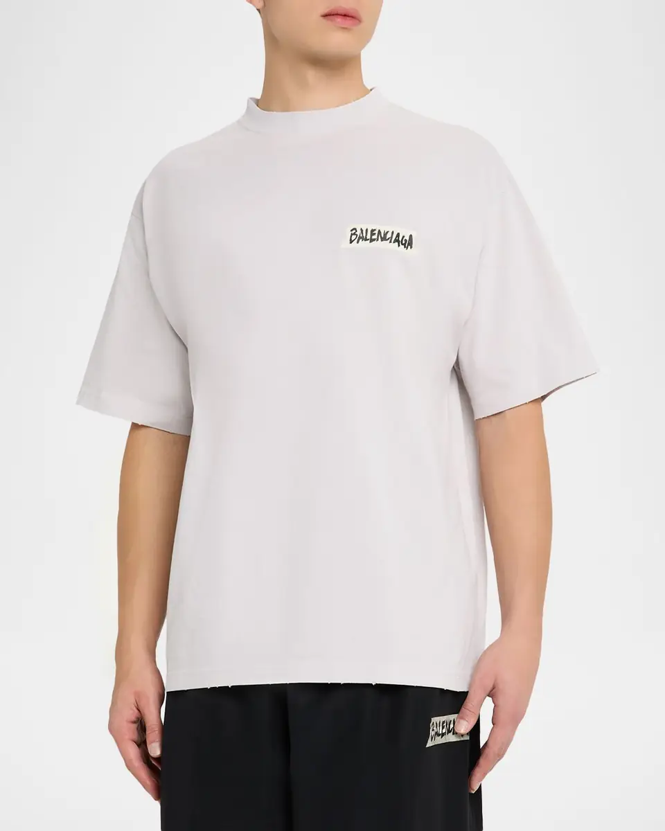 Balenciaga Men's Jersey Masking Tape Logo T-Shirt | Thumbnail 3 Balenciaga Men's Jersey Masking Tape Logo T-Shirt | Thumbnail 3