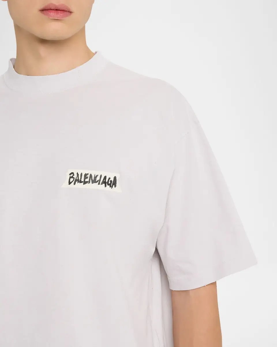 Balenciaga Men's Jersey Masking Tape Logo T-Shirt | Thumbnail 4 Balenciaga Men's Jersey Masking Tape Logo T-Shirt | Thumbnail 4