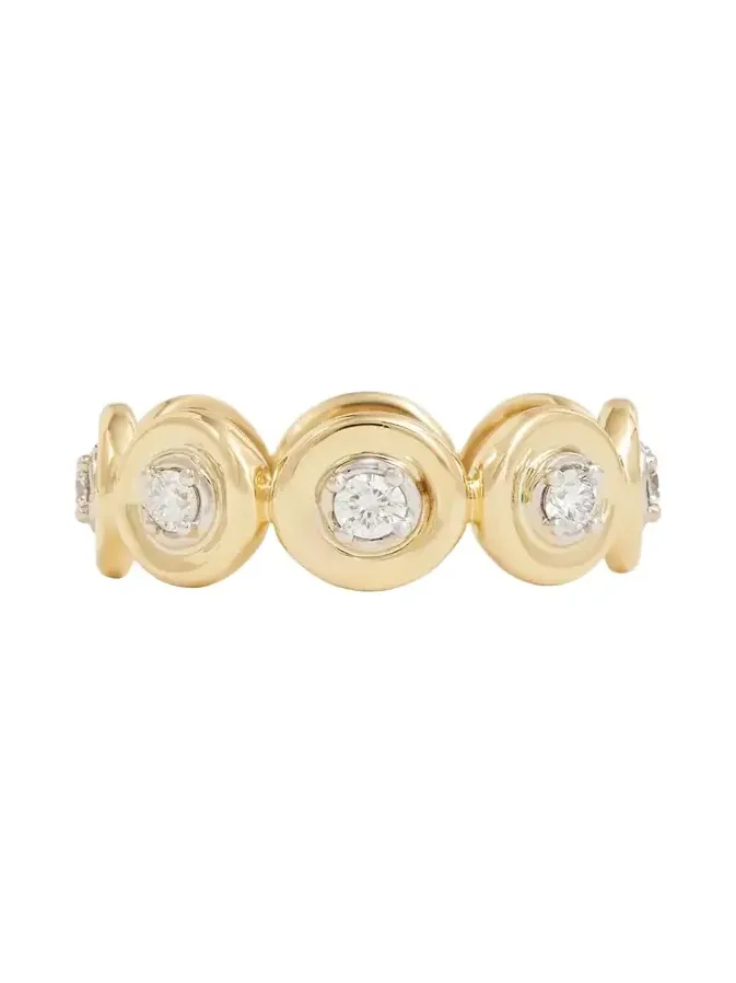 18K Yellow and White Gold Linked Round Diamond Band 18K Yellow and White Gold Linked Round Diamond Band