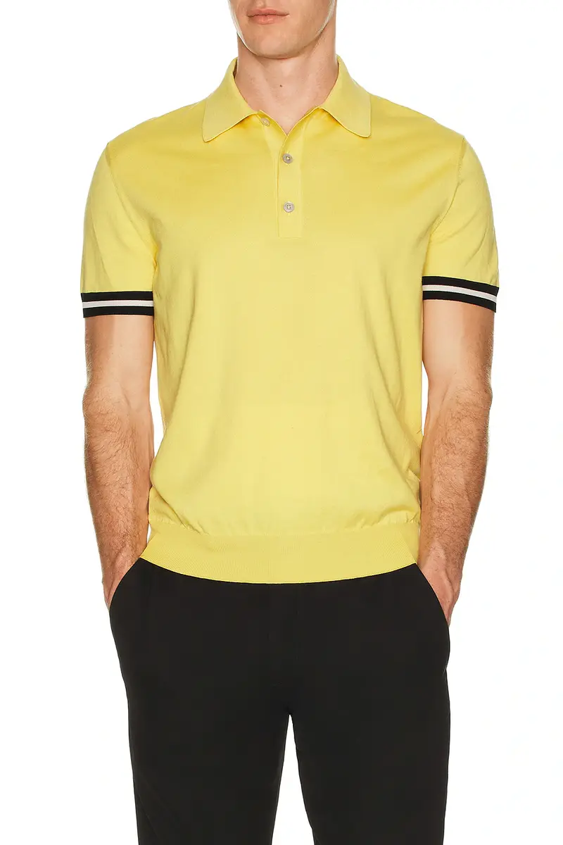 TOM FORD Contrast Cotton Silk Short Sleeve Polo | Image 1 TOM FORD Contrast Cotton Silk Short Sleeve Polo | Image 1