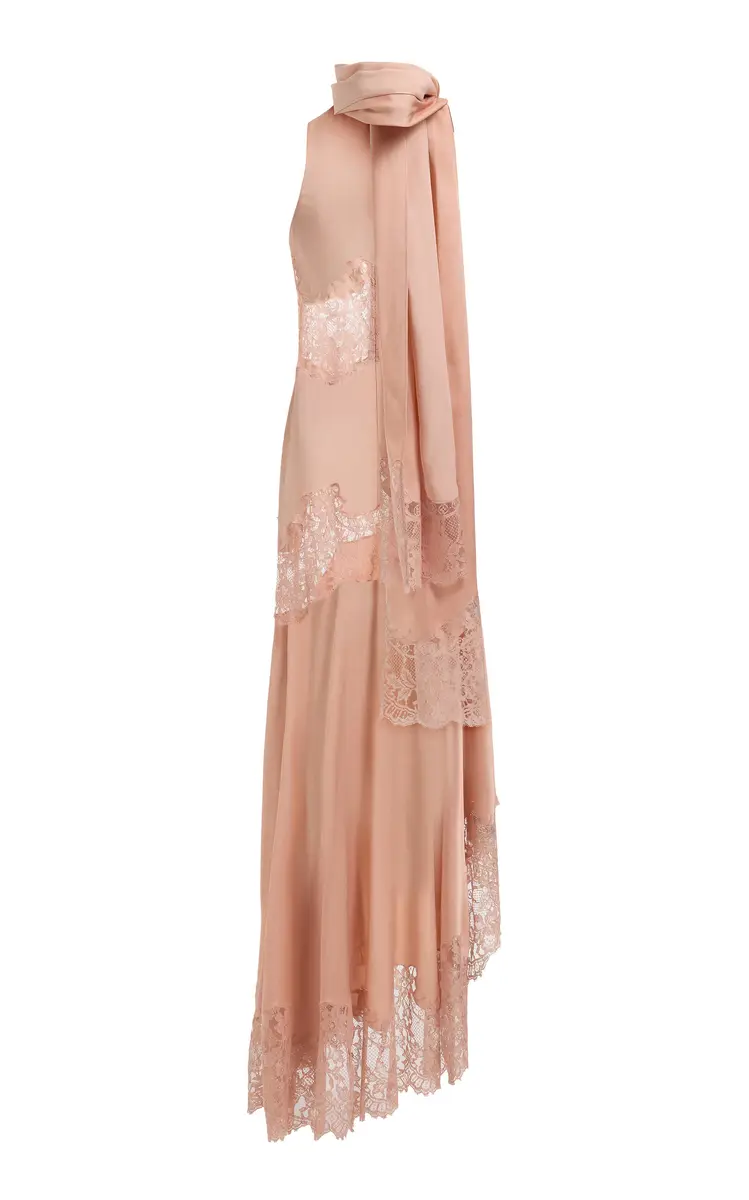 Elie Saab Lace-Detailed Satin Maxi Dress | Thumbnail 4