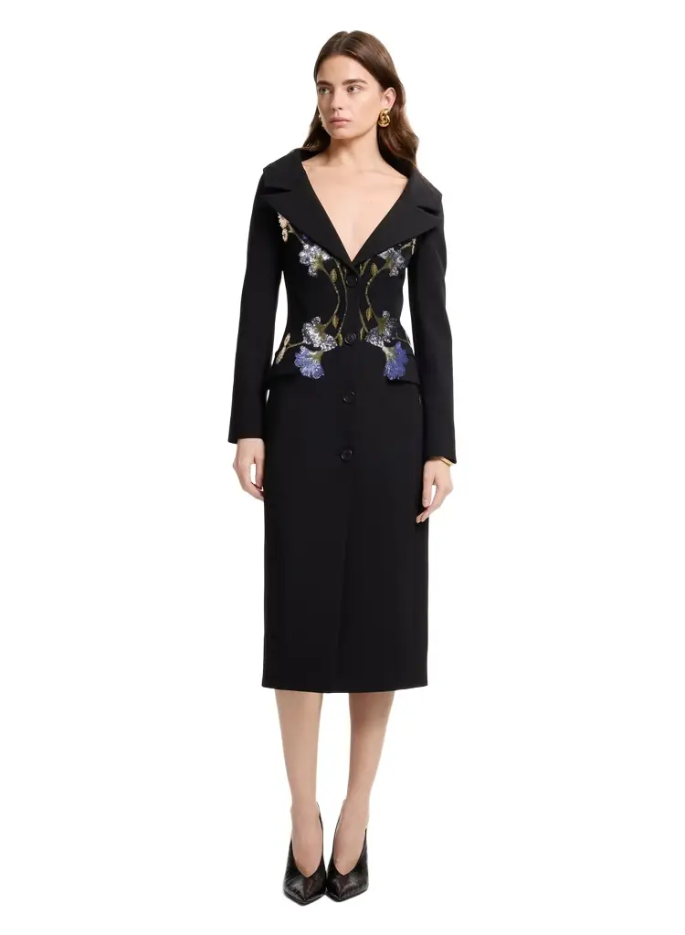 Elie Saab Single-Breasted Crepe-Wool Coat