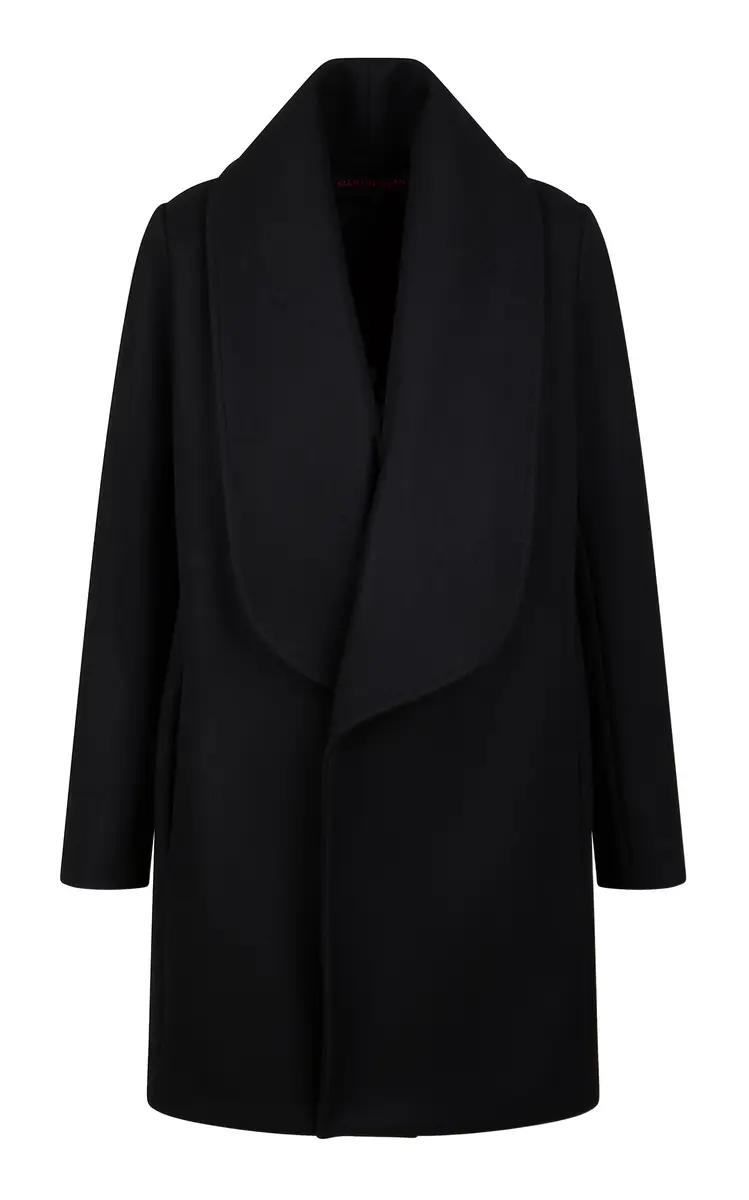 Martin Grant Wool-Blend Fitted Shawl Collar Coat