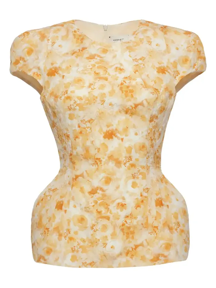 Magda Butrym Floral Cotton Peplum Top