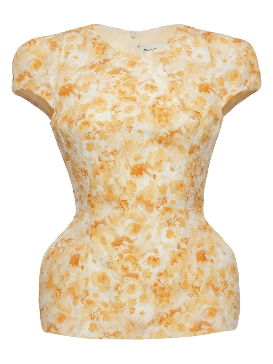 Floral Cotton Peplum Top Floral Cotton Peplum Top