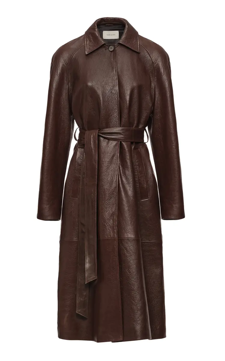 Grained Leather Trench Coat Grained Leather Trench Coat