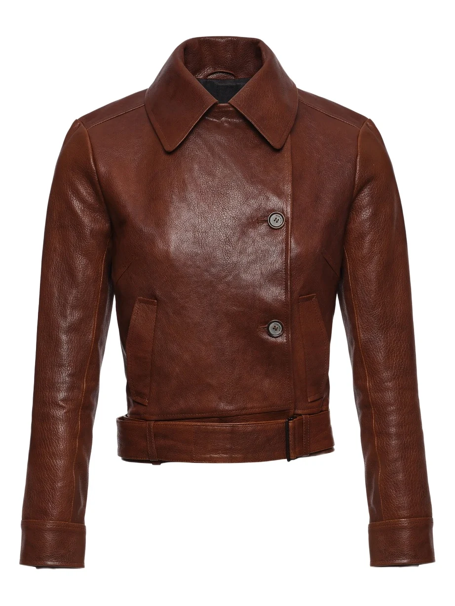 Magda Butrym Funnel Neck Sheep Leather Jacket
