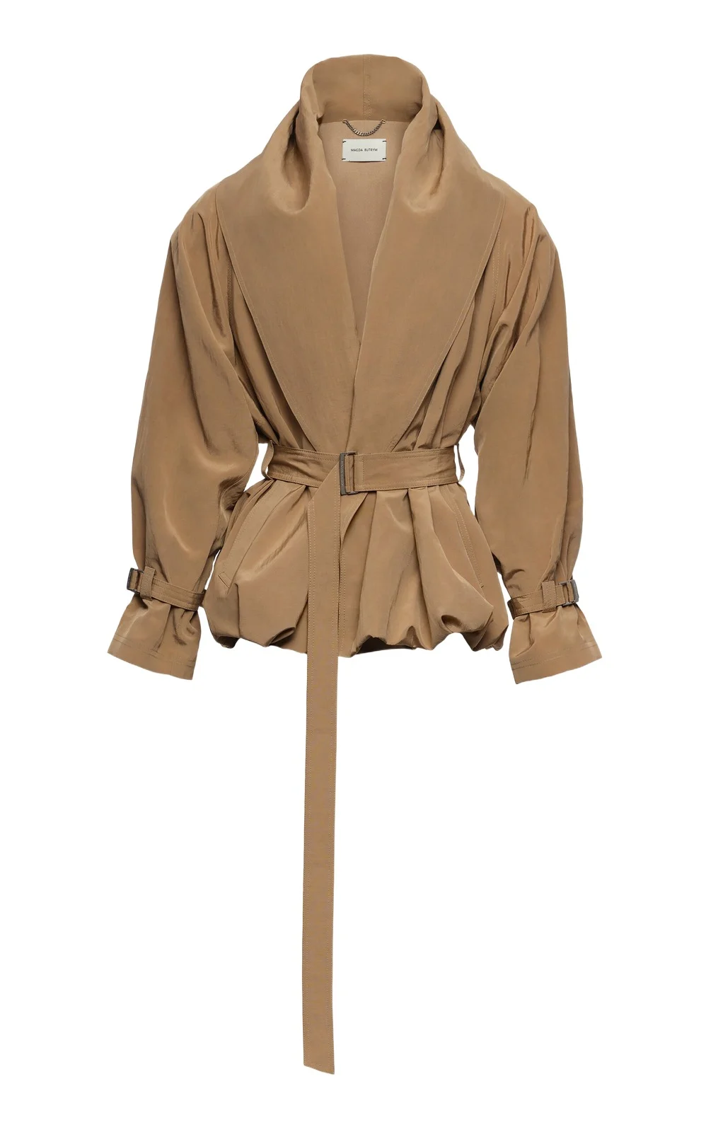Belted Linen-Blend Shawl-Collar Jacket