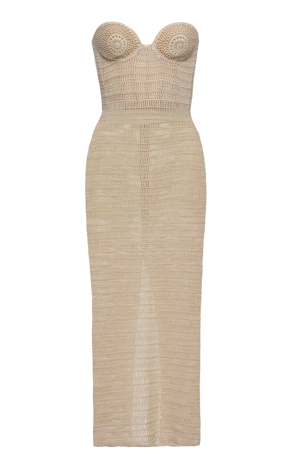 Strapless Crocheted Cotton Midi Dress Strapless Crocheted Cotton Midi Dress