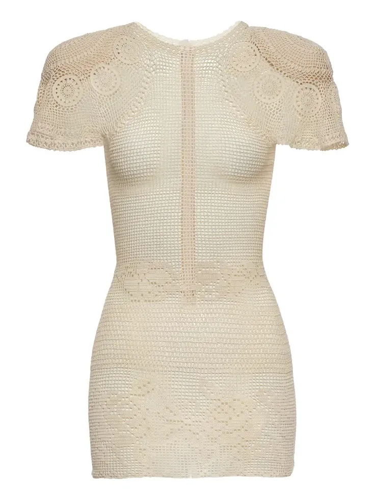 Cotton Crochet Mini Dress Cotton Crochet Mini Dress