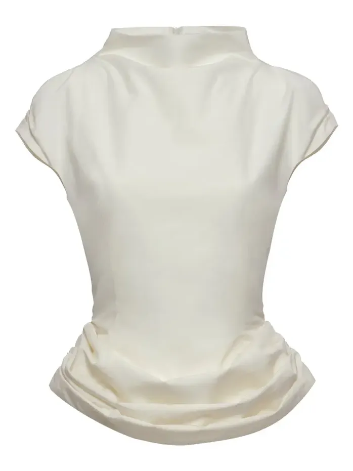 Draped Cotton-Silk Peplum Top Draped Cotton-Silk Peplum Top