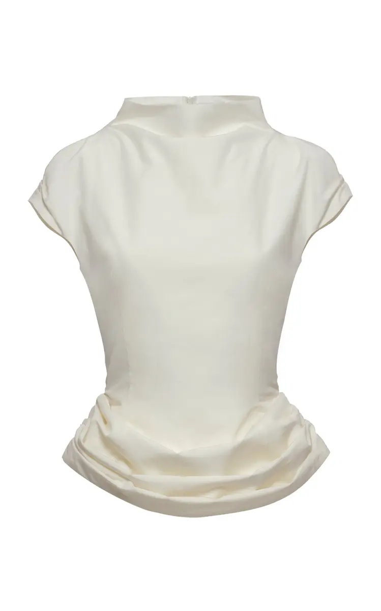 Magda Butrym Draped Cotton-Silk Peplum Top | Image 1 Magda Butrym Draped Cotton-Silk Peplum Top | Image 1