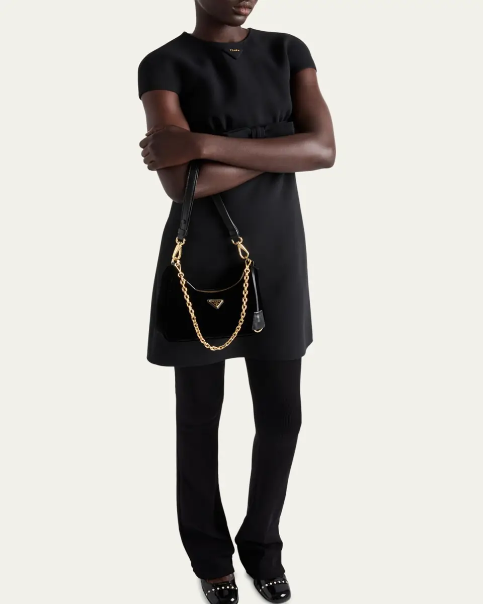 Prada Zip Velvet Shoulder Bag | Thumbnail 2 Prada Zip Velvet Shoulder Bag | Thumbnail 2