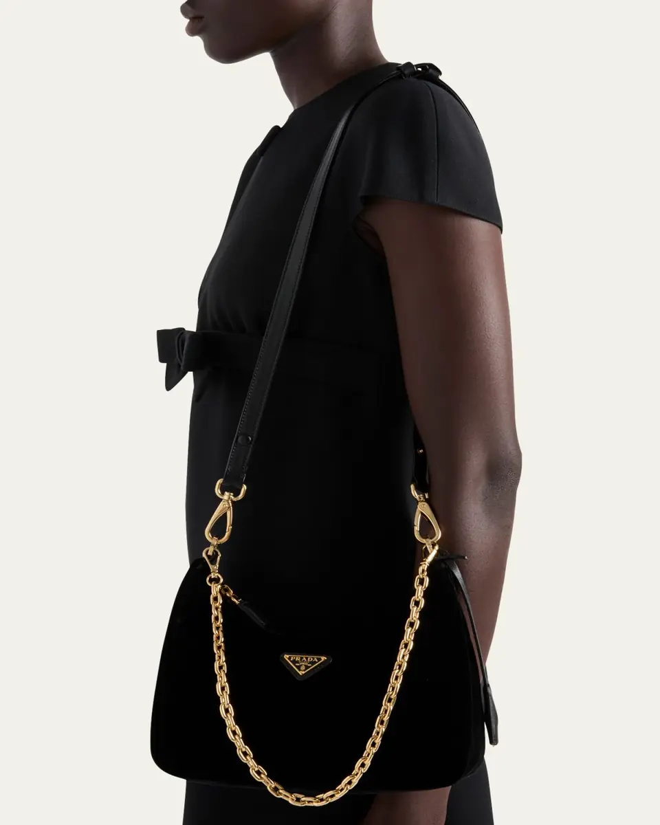 Prada Zip Velvet Shoulder Bag | Thumbnail 3 Prada Zip Velvet Shoulder Bag | Thumbnail 3