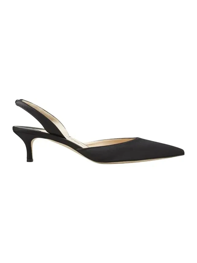 Carolyne Satin Low-Heel Slingback Pumps Carolyne Satin Low-Heel Slingback Pumps
