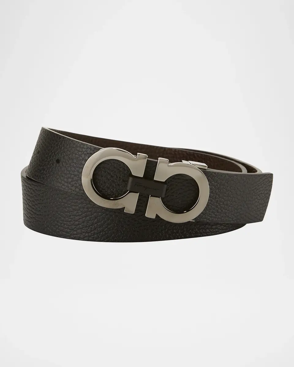 Ferragamo Moufflon Adjustable & Reversible Double-Gancini Buckle Leather Belt | Thumbnail 2