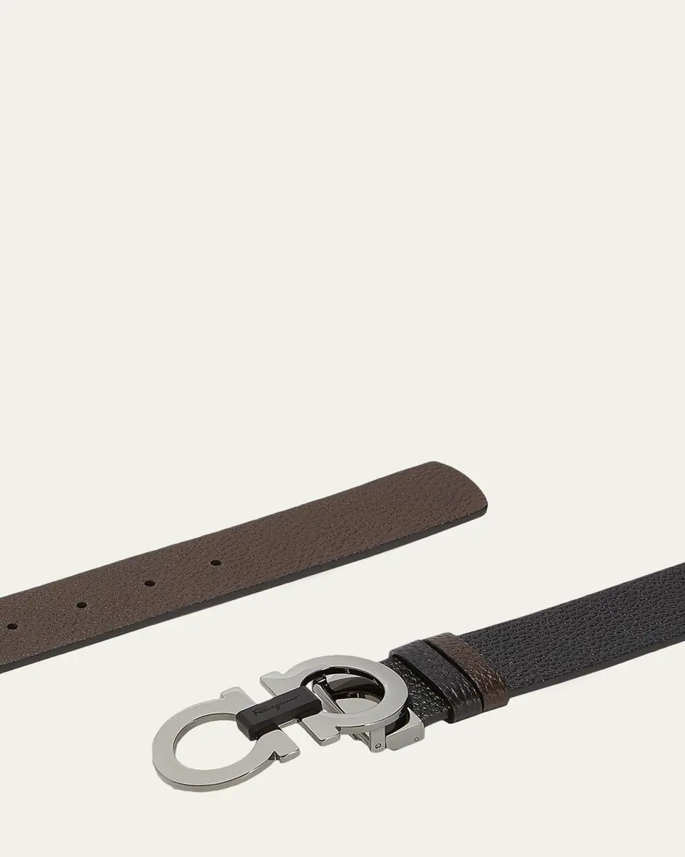 Ferragamo Moufflon Adjustable & Reversible Double-Gancini Buckle Leather Belt | Thumbnail 12