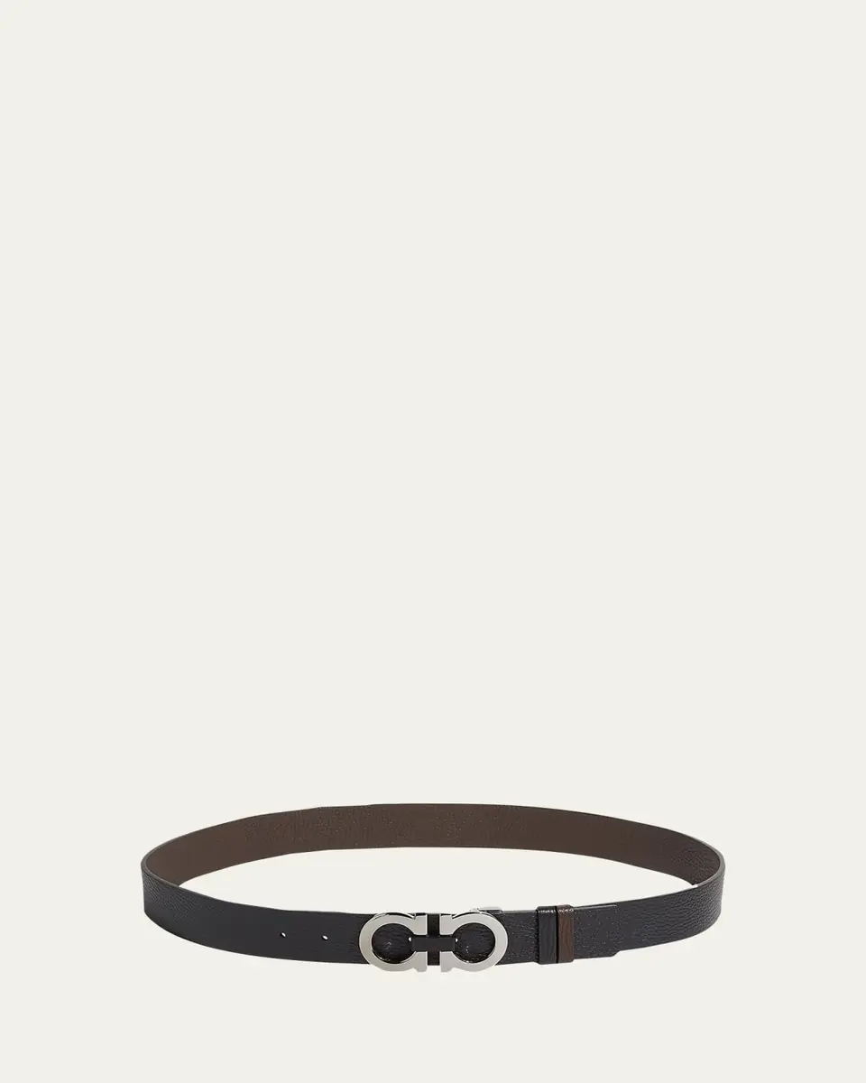 Ferragamo Moufflon Adjustable & Reversible Double-Gancini Buckle Leather Belt | Thumbnail 8