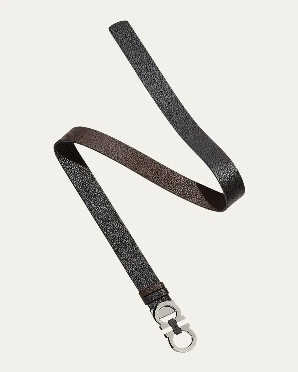 Ferragamo Moufflon Adjustable & Reversible Double-Gancini Buckle Leather Belt | Thumbnail 9