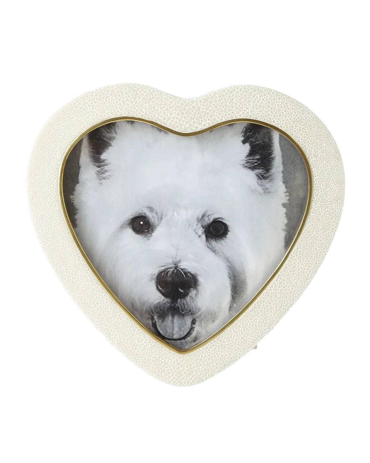 AERIN Cream Faux Shagreen Heart Picture Frame