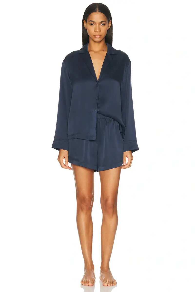 Lunya Washable Silk Button Up Long Sleeve Short Pajama Set | Thumbnail 4 Lunya Washable Silk Button Up Long Sleeve Short Pajama Set | Thumbnail 4