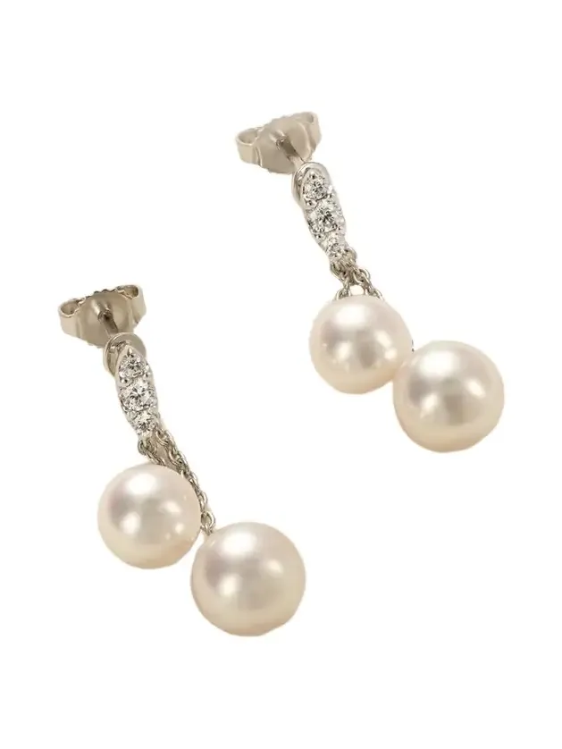 18-karat White Gold, Diamond And Pearl Earrings