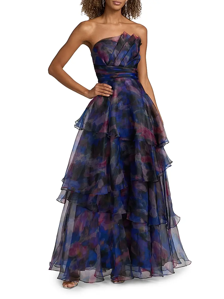 THEIA Women's Seona Pebble Organza Strapless Gown | Thumbnail 3 THEIA Women's Seona Pebble Organza Strapless Gown | Thumbnail 3