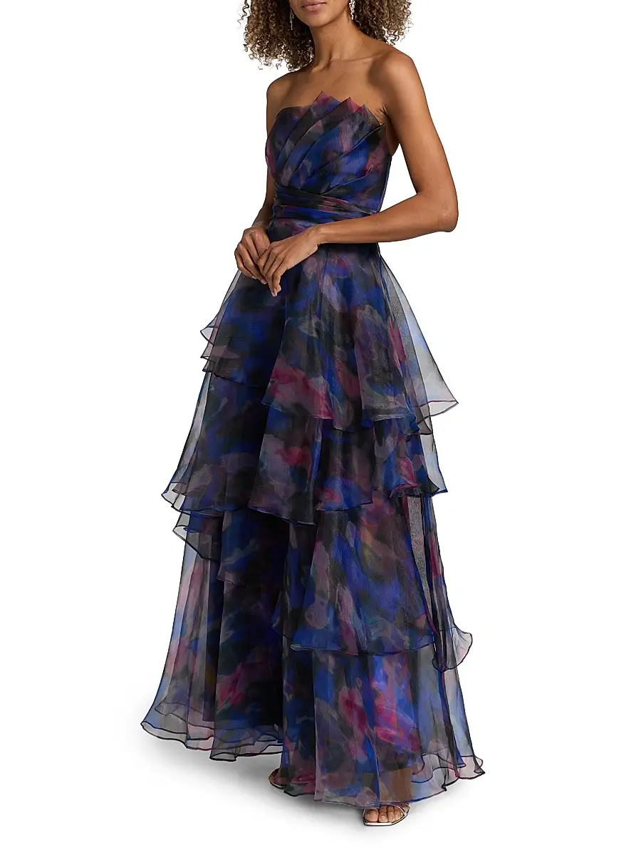 THEIA Women's Seona Pebble Organza Strapless Gown | Thumbnail 4 THEIA Women's Seona Pebble Organza Strapless Gown | Thumbnail 4
