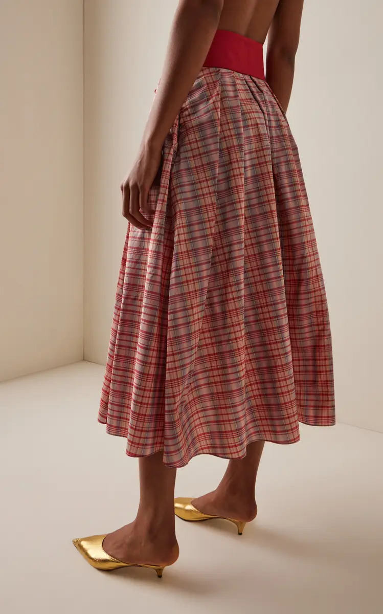 Rosie Assoulin Exclusive Pleated Plaid Silk-Blend Full Midi Skirt | Thumbnail 4 Rosie Assoulin Exclusive Pleated Plaid Silk-Blend Full Midi Skirt | Thumbnail 4