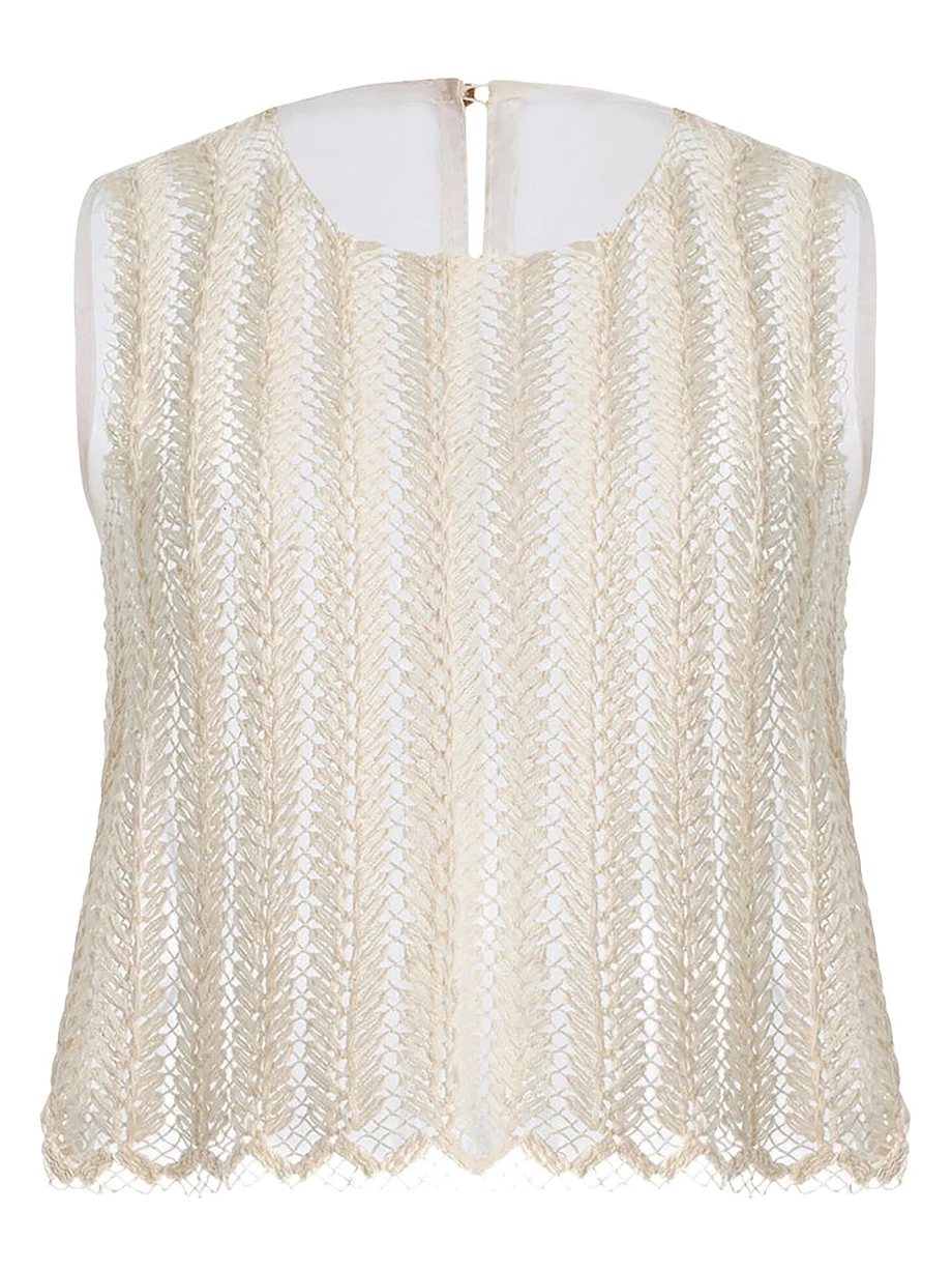 Curatoria Exclusive Yunga Crochet-Lace Cotton-Blend Top