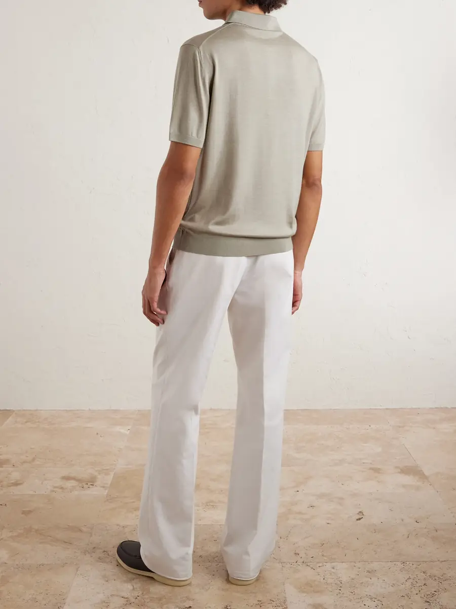 Loro Piana Slim-Fit Wool, Silk and Cashmere-Blend Polo Shirt - Men | Thumbnail 4 Loro Piana Slim-Fit Wool, Silk and Cashmere-Blend Polo Shirt - Men | Thumbnail 4