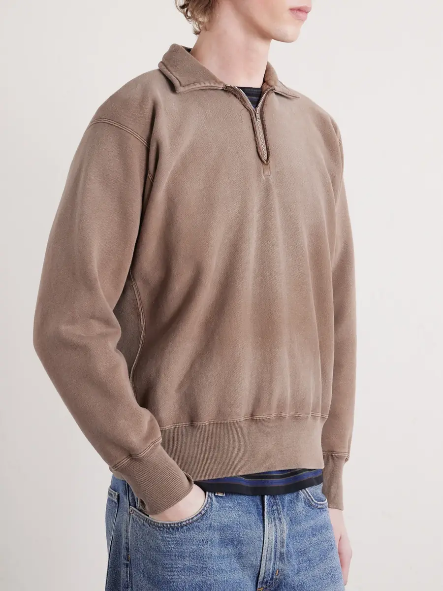 A.PRESSE Half-Zip Cotton-Jersey Sweatshirt - Men | Thumbnail 3