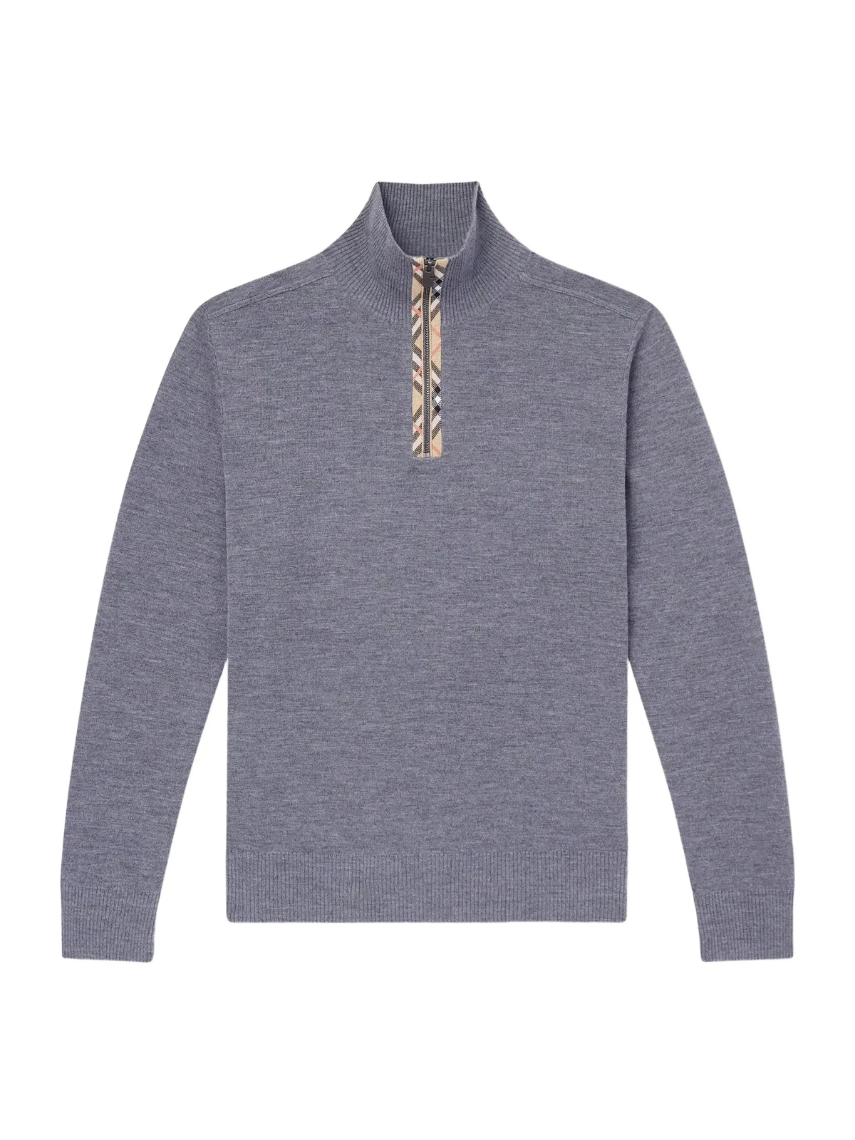 Checked Wool Half-Zip Sweater - Men Checked Wool Half-Zip Sweater - Men