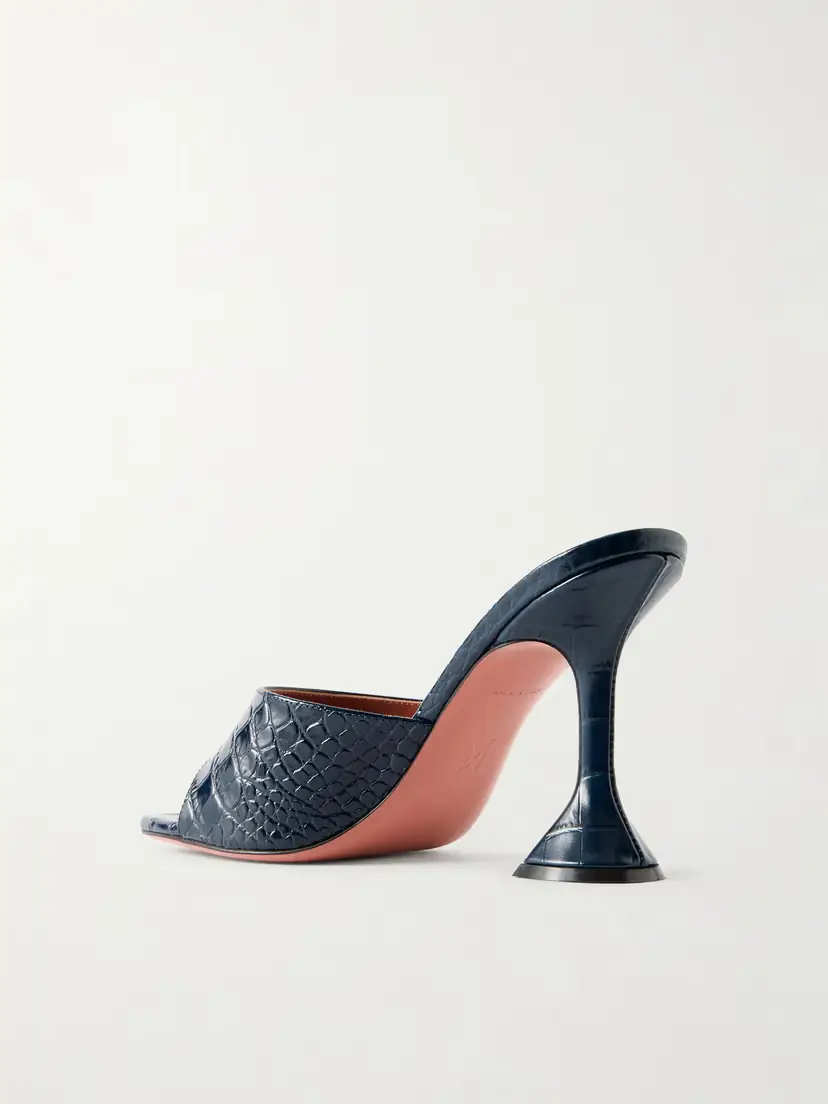 Amina Muaddi Lupita Croc-effect Leather Mules | Thumbnail 3 Amina Muaddi Lupita Croc-effect Leather Mules | Thumbnail 3