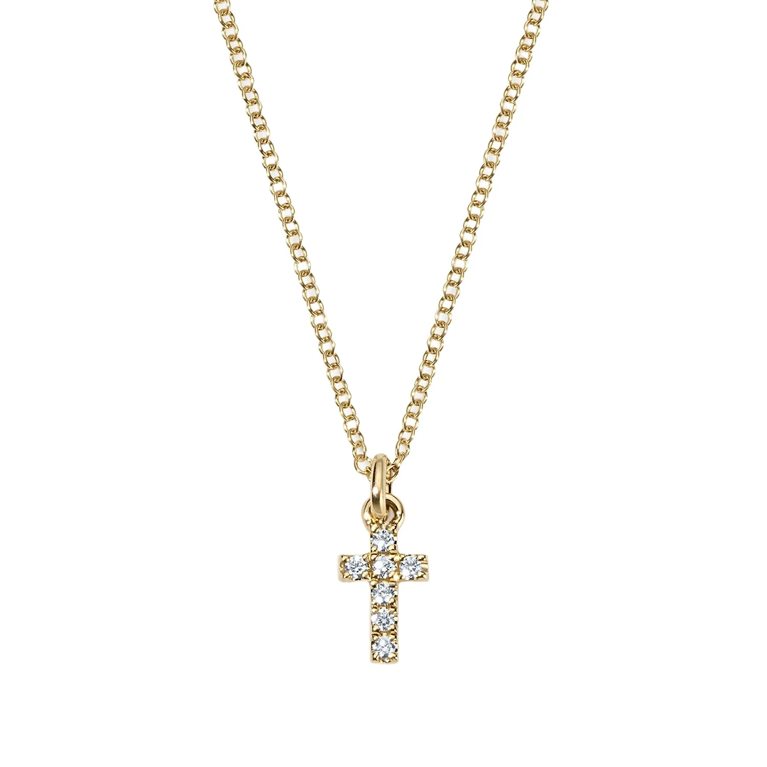 Stephanie Gottlieb Mini Token Pave Cross Necklace