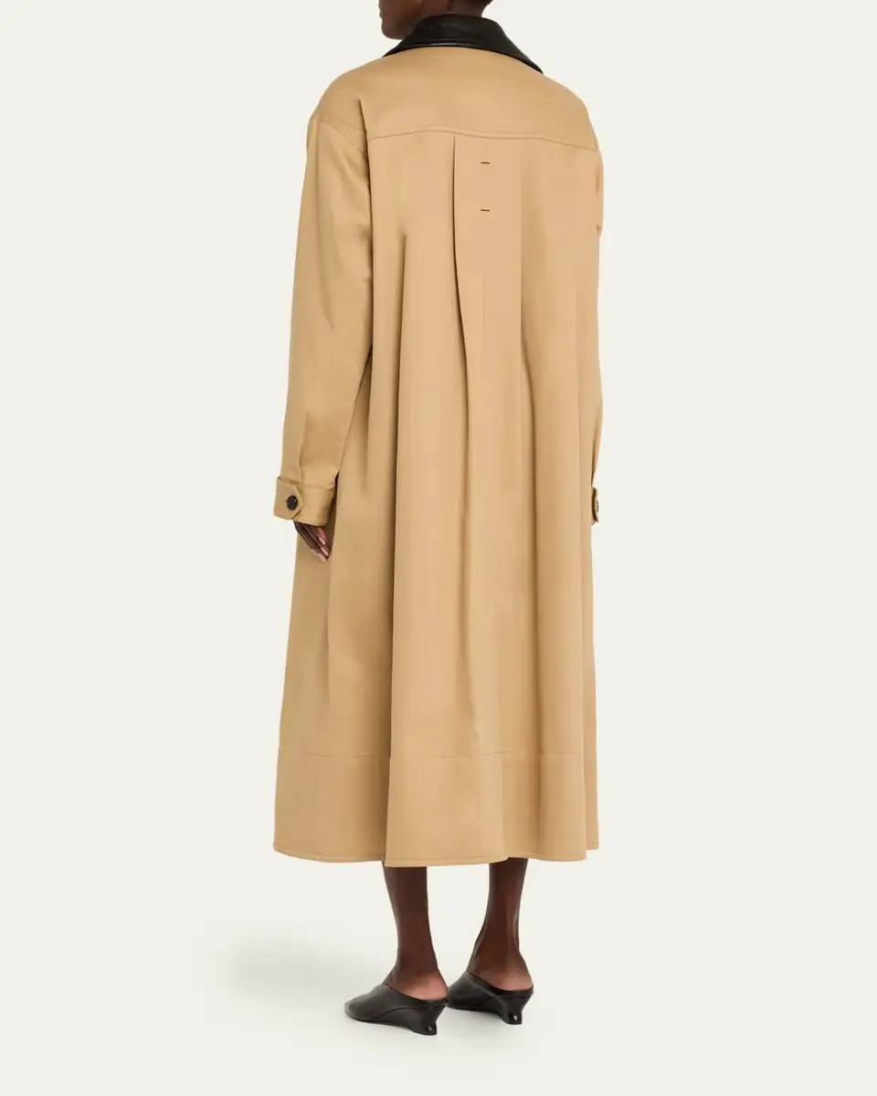 Maria McManus Leather-Collar A-Line Long Swing Coat | Thumbnail 7 Maria McManus Leather-Collar A-Line Long Swing Coat | Thumbnail 7