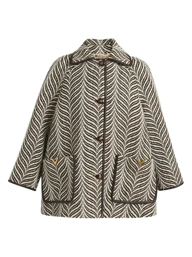 Wool Animal Jacquard Single-Breasted Coat
