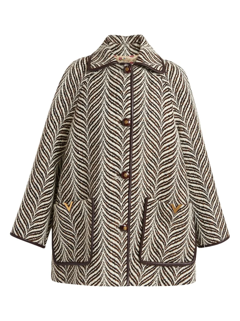 Wool Animal Jacquard Single-Breasted Coat Wool Animal Jacquard Single-Breasted Coat