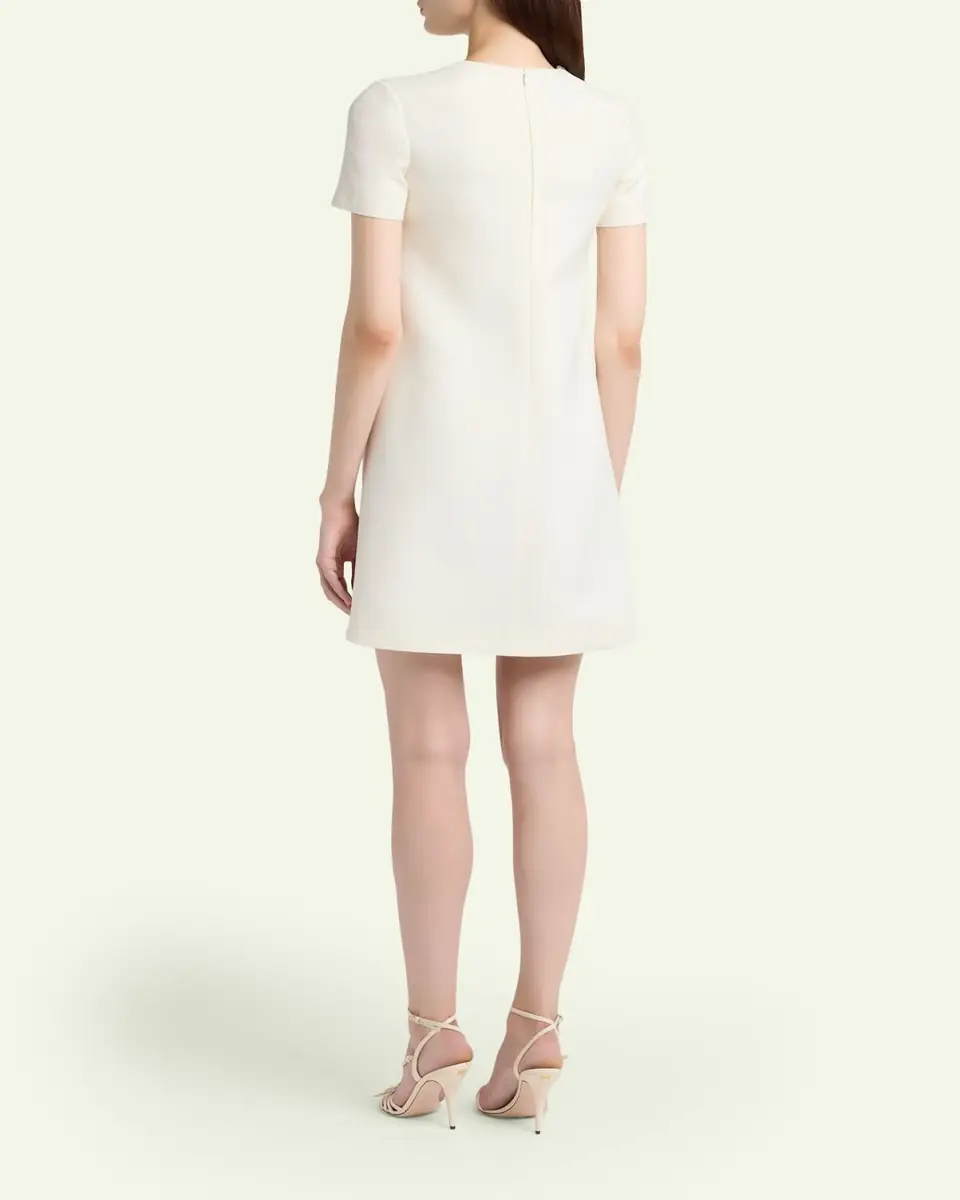 Valentino Garavani Crystal Embroidered Scalloped-Inset Short-Sleeve Mini Dress | Thumbnail 3
